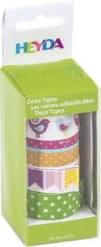 HEYDA samolepilni trakovi za papir washi - set ptic 1,5 cm x 5 m (4 kosi)
