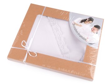 Poročni slinček saten, okrašen s čipko - za dodelavo - bel