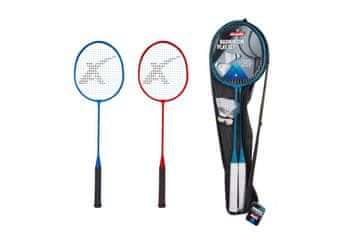 Teddies Komplet loparjev za badminton 2 kosa + žogica 2 kosa 65 cm kovina/plastenke 2 barvi v kovčku