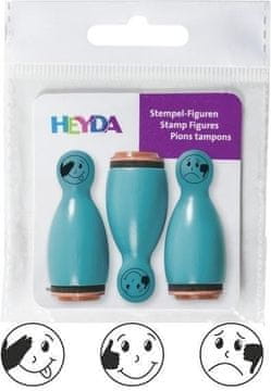 HEYDA Leseni žigi stožci s smeški - turkizni 3 kosi
