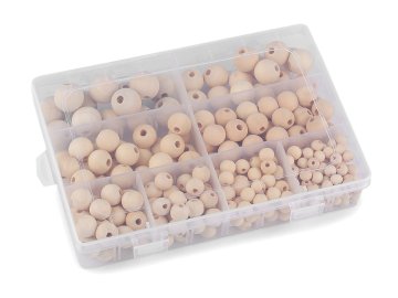 Komplet lesenih kroglic v škatli - naravni st.