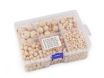 Komplet lesenih kroglic v škatli - naravni st.