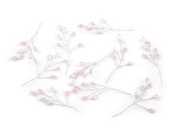 Žična vejica z rezanimi kroglicami, ročno izdelana - rose light silver (10 kosov)