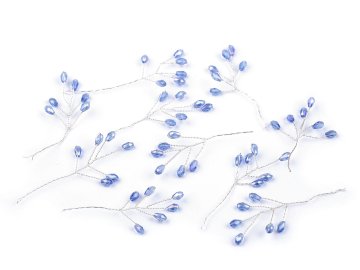 Žična vejica z rezanimi kroglicami, ročno izdelana - safirno srebro (10 kosov)