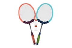 Teddies Set za badminton 2 palice iz plastike/žice 60 cm 2 žogici/košarica na kartici