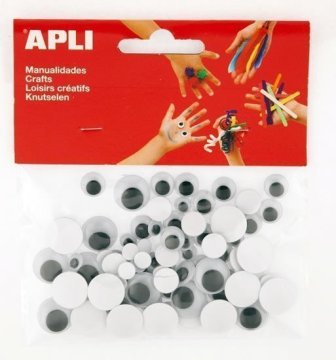 Apli oči okrogle velikosti mix lepilo - črno 100 kosov