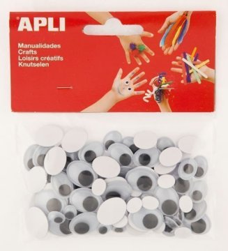 Apli ovalne oči mešane velikosti samolepilne - črne 100 kosov