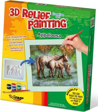 Mirage Hobby Reliefno slikarstvo 3D slikarski komplet: kobila Appaloosa z žrebetom