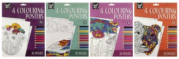 Pobarvanka 4 slike + 10 barvic A4