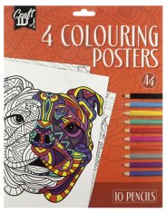 Pobarvanka 4 slike + 10 barvic A4