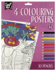 Pobarvanka 4 slike + 10 barvic A4