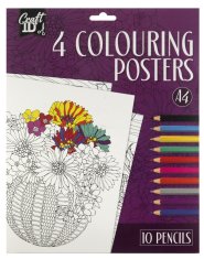 Pobarvanka 4 slike + 10 barvic A4