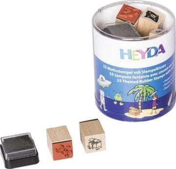 HEYDA Komplet lesenih žigov - pirati + astronavti