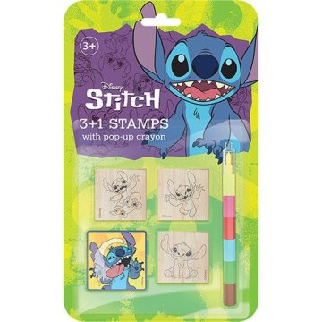 Žigi 3+1 z leseno blazino 4,5x4,5cm z voskom Lilo & Stitch na kartici 17x28cm