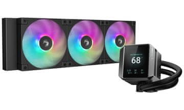 Vodni hladilnik DEEPCOOL MYSTIQUE 360 ARGB / 3x120mm ventilator ARGB / dig. zaslon / Intel in AMD / črna