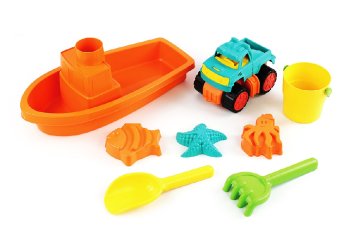 Peščeni set avto in čoln 33 cm