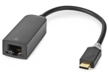 Nedis kabelski adapter USB 3.2 Gen 1/ USB-C vtič - RJ45 vtič/ okrogel/ črn/ 20 cm