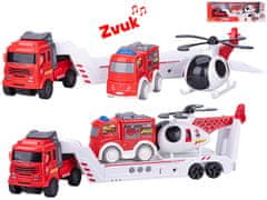 Tovornjak 30 cm na vztrajnik na baterije z zvokom + vozila gasilcev 2 kosa