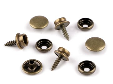 Kovinski gumbi z vijakom Ø15 mm - stara medenina (50 kompletov)
