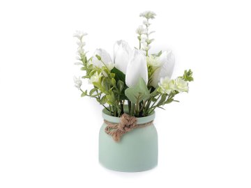 Umetni tulipani v loncu - beli