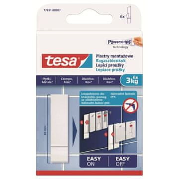 Tesa Samolepilni trak za kovino in ploščice, bel, Powerstrips,TESA