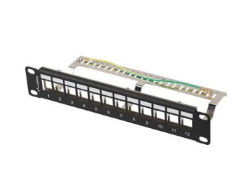 LANBERG PATCH PANEL 12 PORTOV 1U 10" FTP ZA MODULE KEYSTONE ČRNA V2