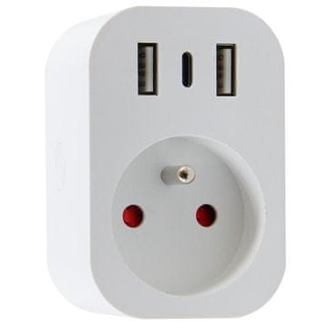 IMMAX NEO SMART pametna notranja vtičnica s čepom (tip E)/ 16A/ 2x USB/ 1x USB-C/ Zigbee/ LIDL/ TUYA