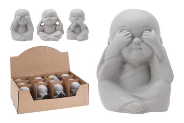 Okrasek BUDDHA 7,5x7x8cm, cement, mešanica 3 dekorjev