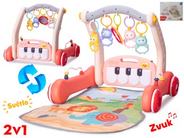 Hodulja s podlogo 75x50x42 cm 2 v1 z rožnato peno na baterije s svetlobo in zvokom