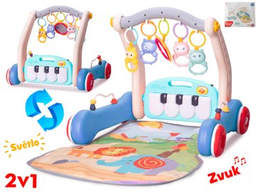 Hodulja s podlogo 75x50x42 cm 2 v1 z modro peno na baterije s svetlobo in zvokom