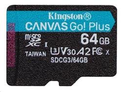 Kingston 64 GB microSDXC Canvas Go Plus Gen4 A2 U3 V30 + ADP