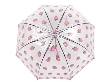 Otroški prozorni dežnik jagoda - roza