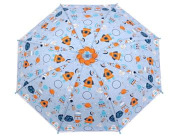 Otroški dežnik za streljanje mavrica, dino, raketa, mačka - svetlo modro vesolje