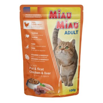 Miau Miau Cat piščanec in jetra, žepek 100 g