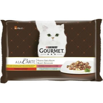 Purina Gourmet A la Carte kapsule za mačke - Več vrst mesa, rib, zelenjave 4 x 85 g