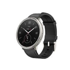 Amazfit Active 2 Round NFC/Srebrni/Elegantni trak/črno usnje