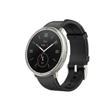 Amazfit Active 2 Round NFC/Srebrni/Elegantni trak/črno usnje
