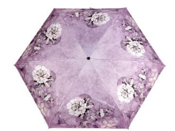 Ženski mini zložljivi dežnik rože - vijolični najlažji