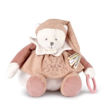 DouDou ET Compagnie Doudou Darilni set Plišasti polarni medved z obročem 30 cm roza