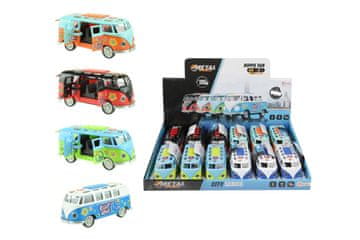 Teddies Retro avtobus na baterije iz kovine/plastike, 12 cm, z zvokom in izvlečno lučko - različne različice ali barve