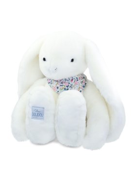 DouDou ET Compagnie Doudou Plišasti zajec XXL s šalom bele barve 50 cm