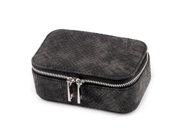 Majhna škatlica za nakit z zadrgo 8x13x6 cm - temno siva