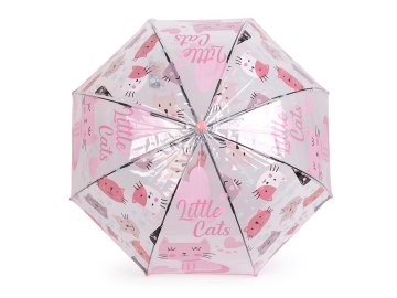 Otroški prozoren dežnik z mačko - roza st.