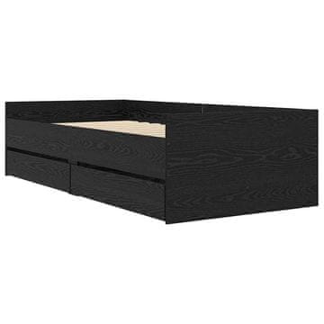 Vidaxl Konstrukcija postelje s predalom Črna Orehovina 90 x 200 cm