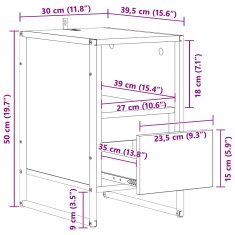 Vidaxl Nočna omarica Sonoma 39,5 x 30 x 50 cm Konstruiran les