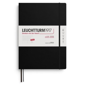 Leuchtturm1917 Akademski tedenski planer 2026 Master (A4+), 18 mesecev, črn