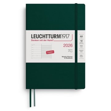 Leuchtturm1917 Tedenski planer in beležnica 2026 Medium (A5) Gozdno zelena