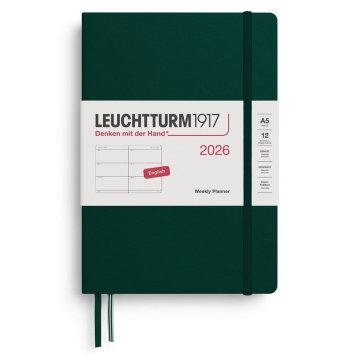 Leuchtturm1917 Tedenski planer 2026, srednji (A5), gozdno zelena