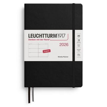 Leuchtturm1917 Tedenski planer 2026 srednji (A5) črn