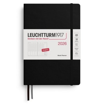 Leuchtturm1917 Tedenski planer 2026 srednji (A5) črn